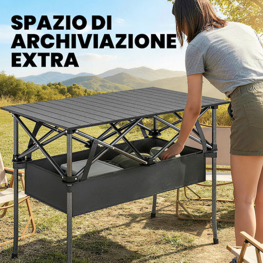 Outsunny Metal Camping Table Folding 93x68x55cm Black
