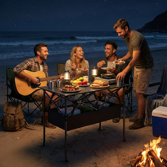 Outsunny Metal Camping Table Folding 93x68x55cm Black