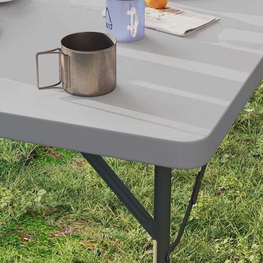 Outsunny Metal Camping Table Folding 86x86x74cm White