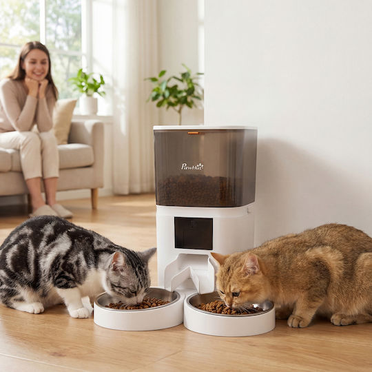 Pawhut Automatic Stainless Steel Food Bowl for Cat 2 x 6L 37x36x35cm