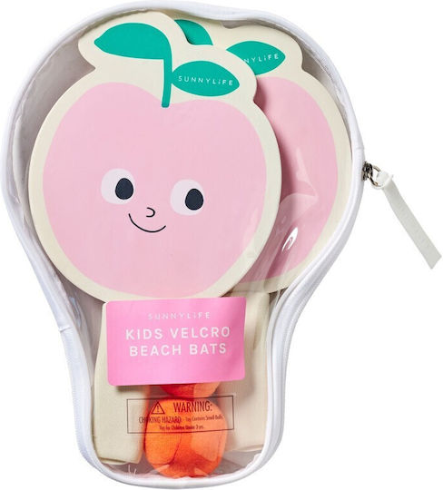 Kids Velcro Beach Rackets Poppy Peach Sunnylife