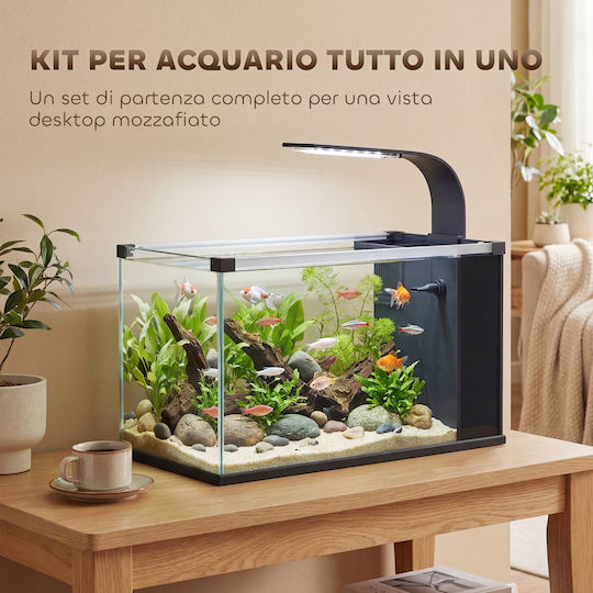 Pawhut Fish Aquarium Capacity 24L with Lighting Filter Beige