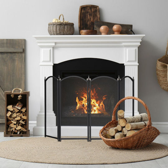 Relaxdays Metallic Fireplace Screen 97.5x54cm Black
