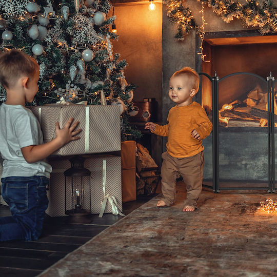 Relaxdays Metallic Fireplace Screen 97.5x54cm Black