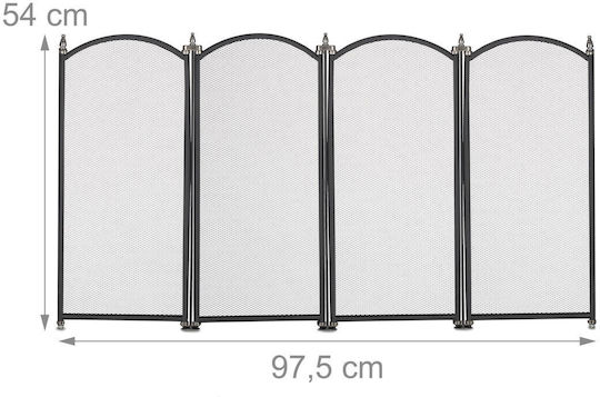 Relaxdays Metallic Fireplace Screen 97.5x54cm Black