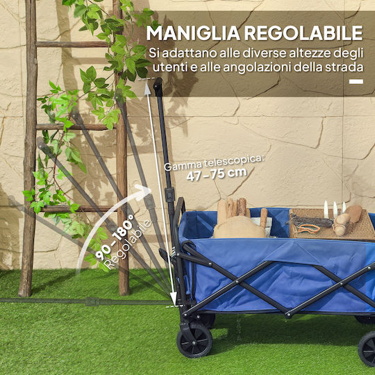 Foldable Metallic Garden Cart 62l 76x48x86cm