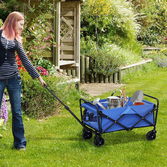 Foldable Metallic Garden Cart 62l 76x48x86cm