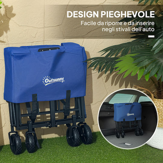 Foldable Metallic Garden Cart 62l 76x48x86cm