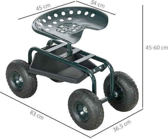 Metal Garden Cart with Maximum Load Capacity 150kg 83x36.5x45cm