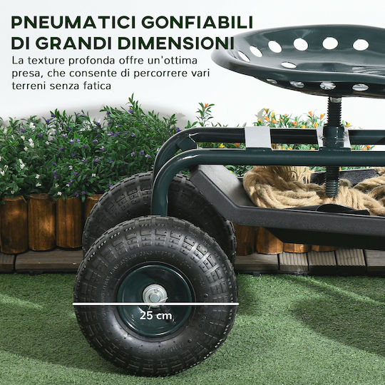 Metal Garden Cart with Maximum Load Capacity 150kg 83x36.5x45cm