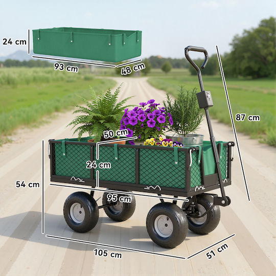 Gartenkarren Metallisch 114l 105x51x54cm