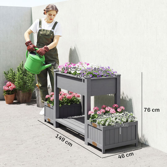 Outsunny Holz Blumenkasten Grau 149x46x76cm