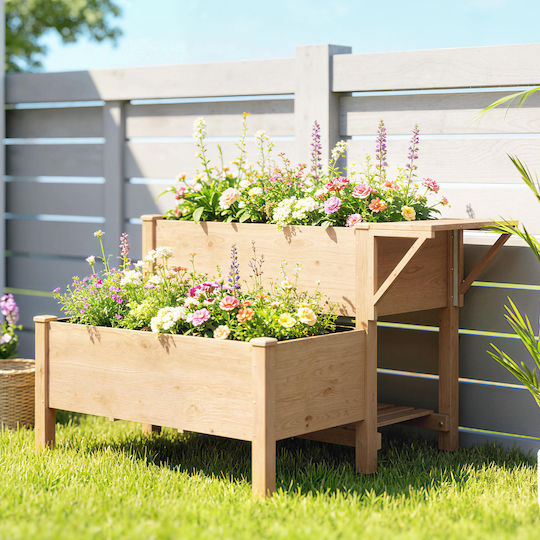 Outsunny Holzblumentopf Braun 119,5x102x76,5cm