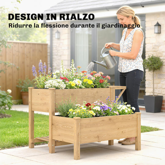 Outsunny Holzblumentopf Braun 119,5x102x76,5cm