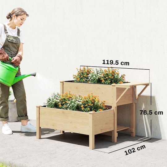 Outsunny Holzblumentopf Braun 119,5x102x76,5cm