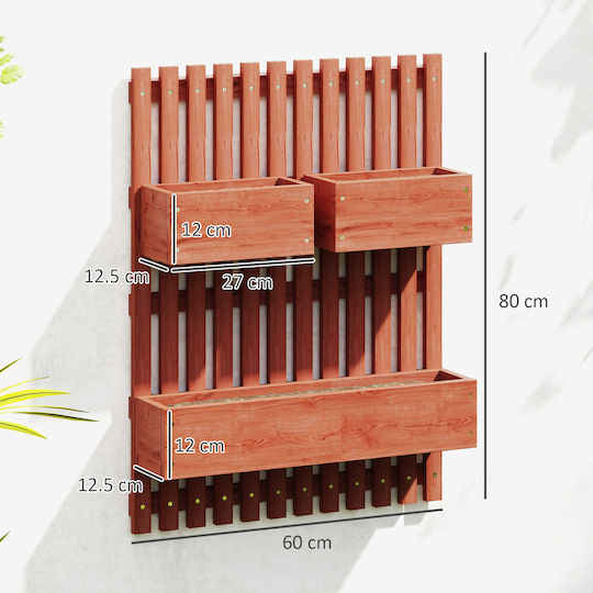 Outsunny Wooden Brown Planter Box 60x16x80cm