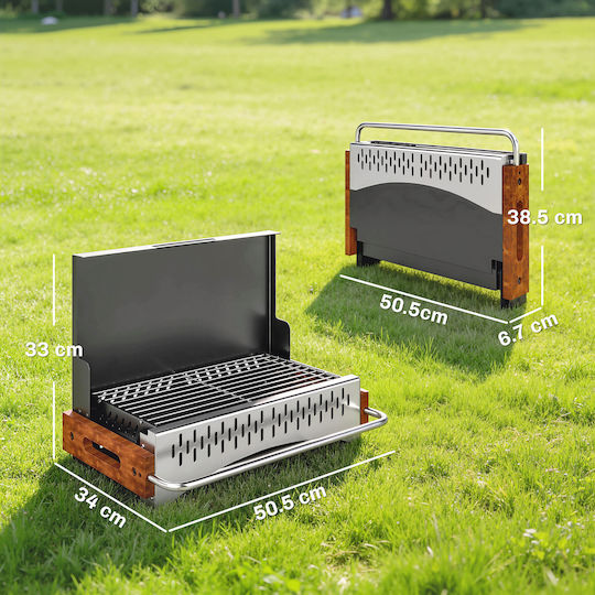 Outsunny Ανοξείδωτη Φορητή Ψησταριά Κάρβουνου 33x33εκ.