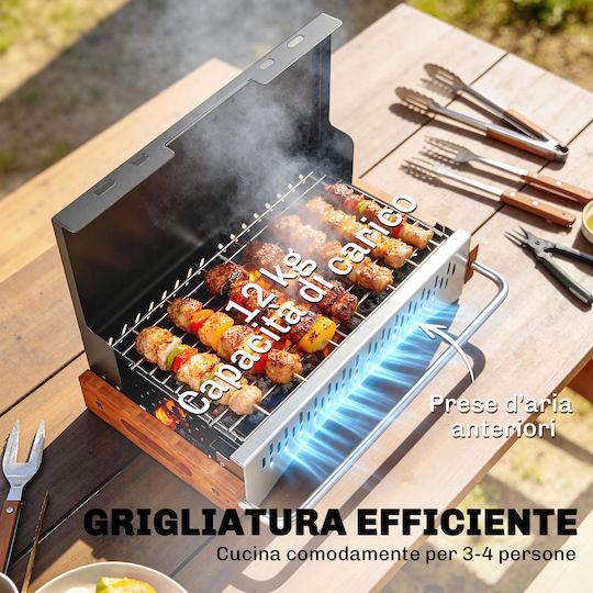 Outsunny Ανοξείδωτη Φορητή Ψησταριά Κάρβουνου 33x33εκ.