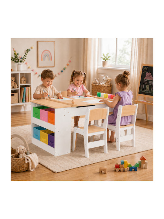 Kids Table Set with Chairs for Painting Made of Wood