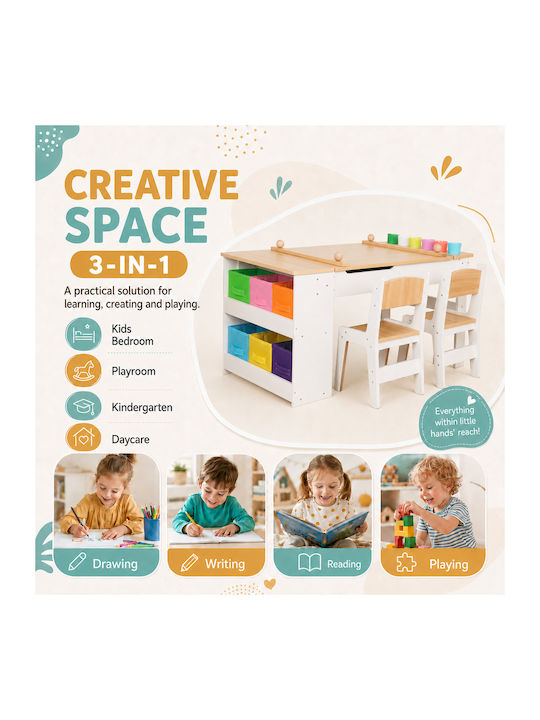 Kids Table Set with Chairs for Painting Made of Wood