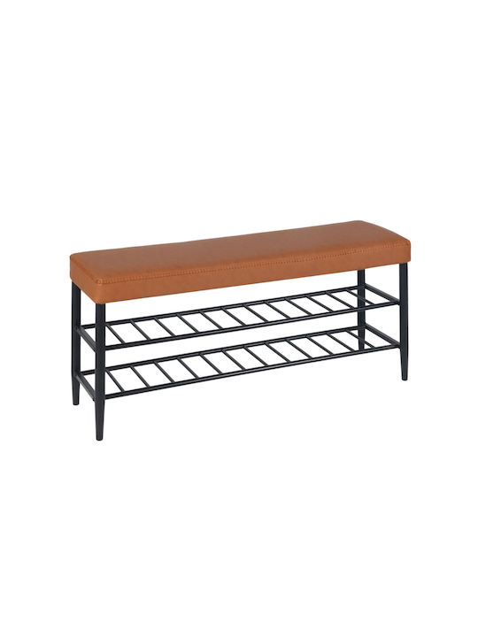 Mobilier Hol cu Suport pentru Pantofi și Bancă Maro/Negru 80x30x50cm