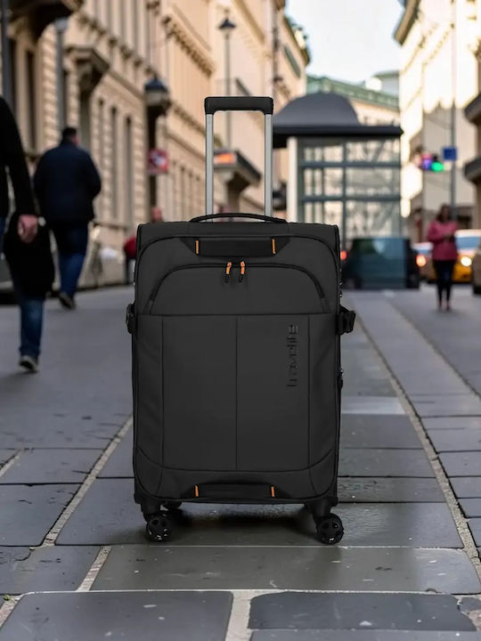 Travelite Βαλίτσες Ταξιδιού Υφασμάτινες Μαύρες Μέγιστου Ύψους 78εκ. Σετ 3τμχ