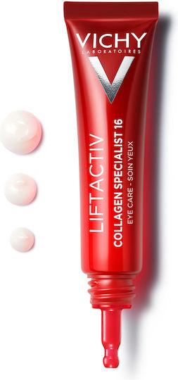 Vichy Liftactiv Collagen Specialist Eye Cream for Eye Bags Dark Circles Anti-Aging Firming Brightening and Moisturizing 15ml