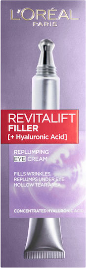 L'Oreal Paris Revitalift Filler Κρέμα Ματιών για Ενυδάτωση , Αντιγήρανση & Σακούλες 15ml
