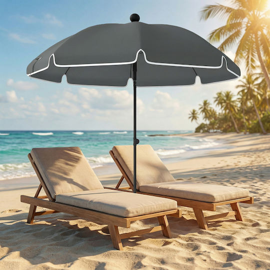 Outsunny Folding Beach Umbrella Diameter 1.5m Grey