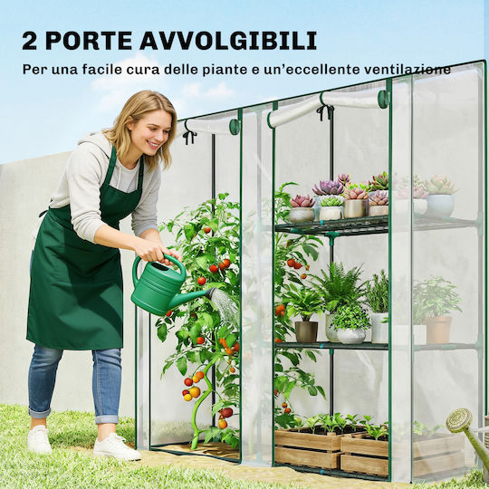 Outsunny 84H-568V00CR Seră și Rafturi 1.43x0.45x1.51m
