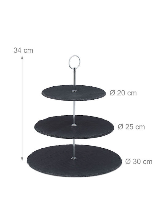 Relaxdays Etajeră 3 Niveluri Gri L34xL30xÎ30cm