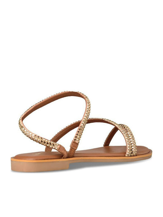 Leather Women's Flat Sandals Gold