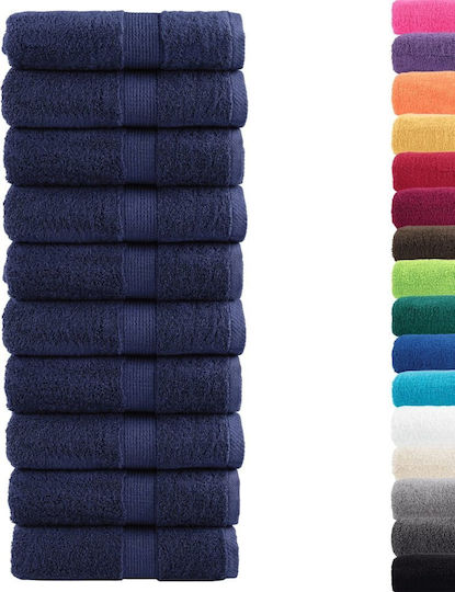 vidaXL Set Of 10 Hotel Hand Towels 50x30cm Blue