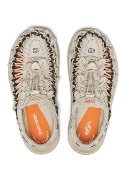 Leather Women's Flat Sandals Tangerine Cream