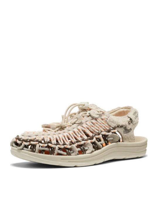 Leather Women's Flat Sandals Tangerine Cream