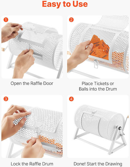 Vevor Raffle Drum 295 X 167 Mm 2500 Tickets Or 100 Ping Pong Balls Reinforced Handle Stable Triangular White Base Cjg12ycjsdzjsj9gk002v0