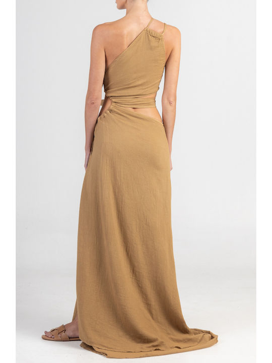 Sommer Maxi Damenkleid Braun