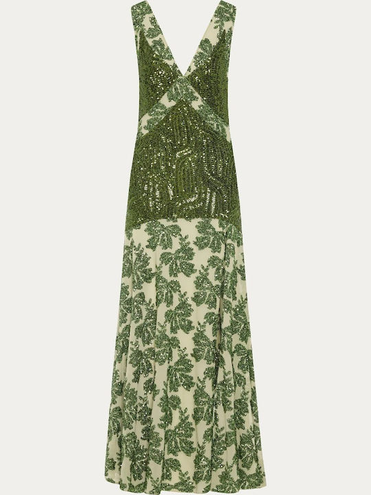 Rochie Maxi Cu Deschizătură Verde