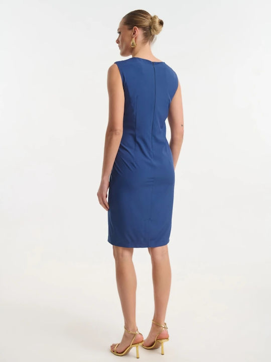 Rochie Midi Fără Mâneci Albastru