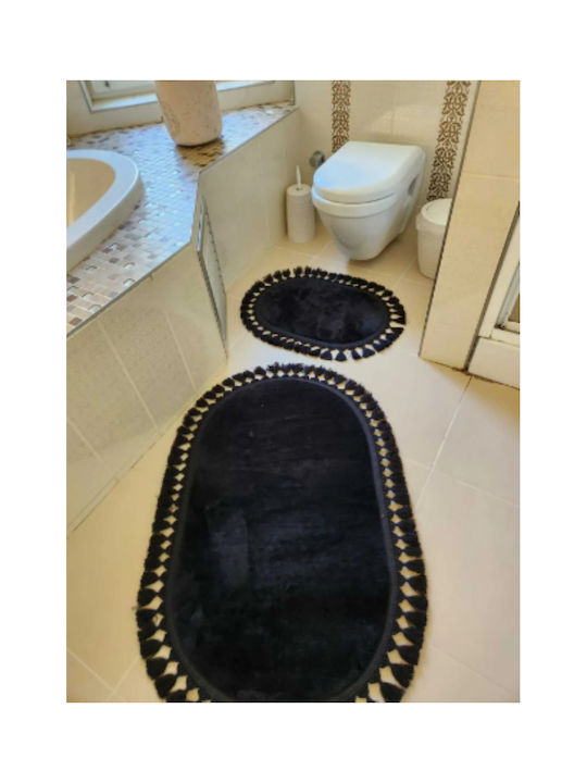 SteweHome Rutschfestes Set Badematten STE-029980-P29980 Schwarz 60x100cm 2 Stück