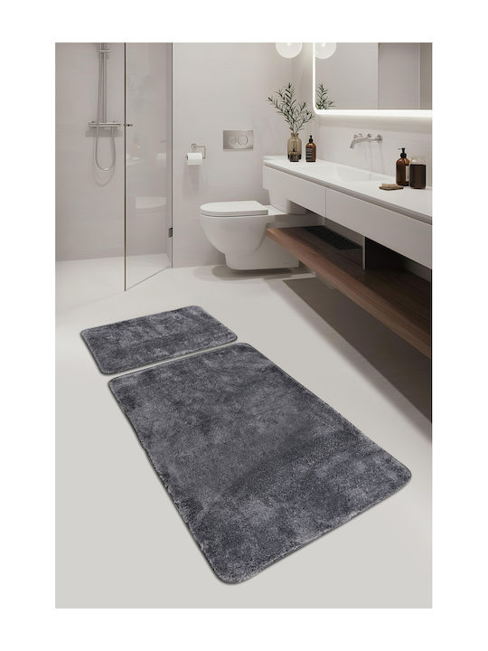 SteweHome Rutschfestes Set Badematten SteweHome Grau 60x100cm 2 Stück