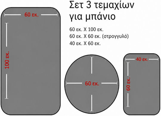 SteweHome Αντιολισθητικό Σετ Πατάκια Μπάνιου STE-029989-V66682 Γκρι 60x100εκ. 3τμχ