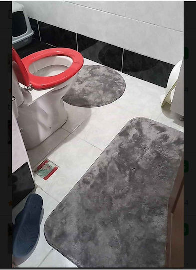 SteweHome Non-Slip Set Bath Mats Round STE-029928-V66477 Gray Ø60cm 3 Pieces