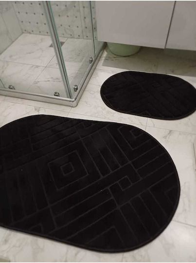 SteweHome Badematten Set Schwarz 60x100cm 2 Stück