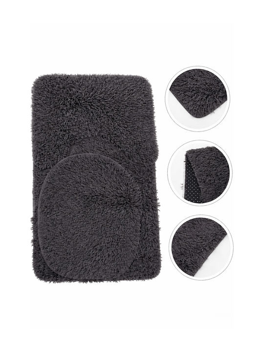 SteweHome Non-Slip Bath Mats Set STE-029916-V66440 Gray 60x100cm 3 Pieces
