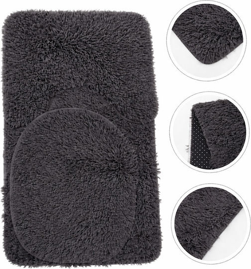 SteweHome Set Bath Mats STE-029916-V66440 Gray 60x100cm 3 Pieces