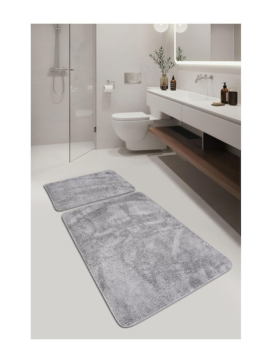 SteweHome Rutschfestes Set Badematten STE-029920-V66460 Graue 60x100cm 2 Stück