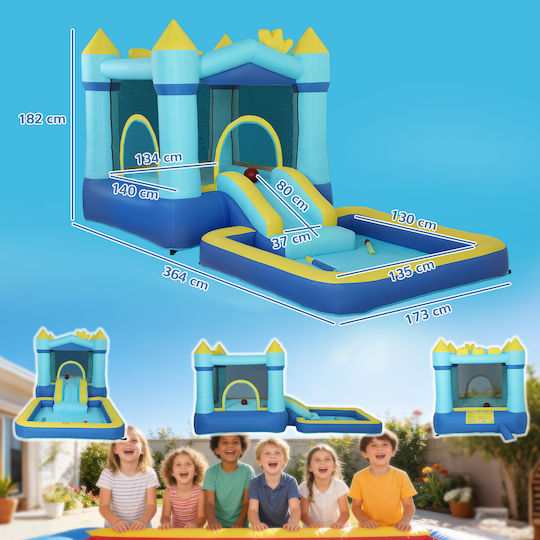 Aiyaplay Inflatable Fun Castle Castle with Trampoline and Slide for 3-8 Years Blue