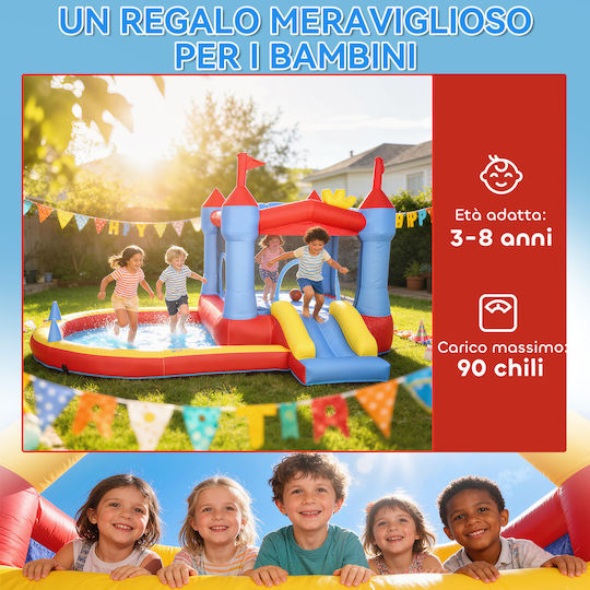 Aiyaplay Φουσκωτό Adventure Castle Κάστρο με Τραμπολίνο & Τσουλήθρα για 3-8 Ετών Μπλε