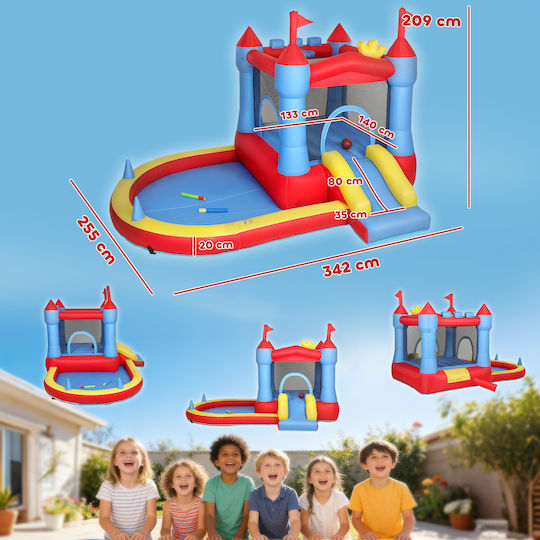 Aiyaplay Φουσκωτό Adventure Castle Κάστρο με Τραμπολίνο & Τσουλήθρα για 3-8 Ετών Μπλε
